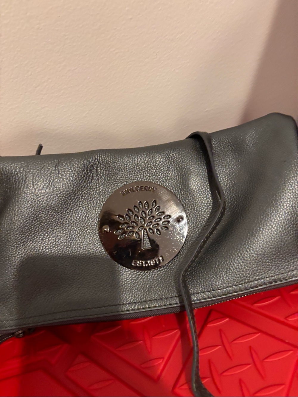 Mulberry-Inspired Grey Leather Tote